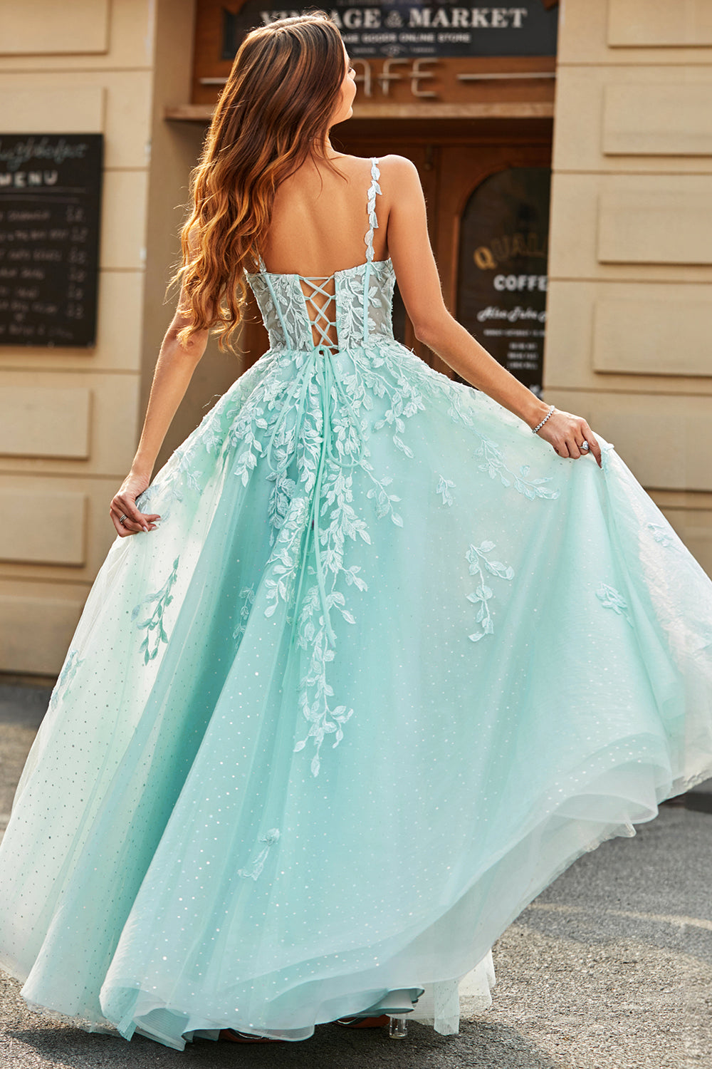 Zapakasa Women Mint Long Tulle Prom Dress Ball-Gown Off The Shoulder Beaded Evening Dresses With Appliques Zapakasa Women Mint Long Tulle Prom Dress Ball-Gown Off The Shoulder Beaded Evening Dresses With Appliques