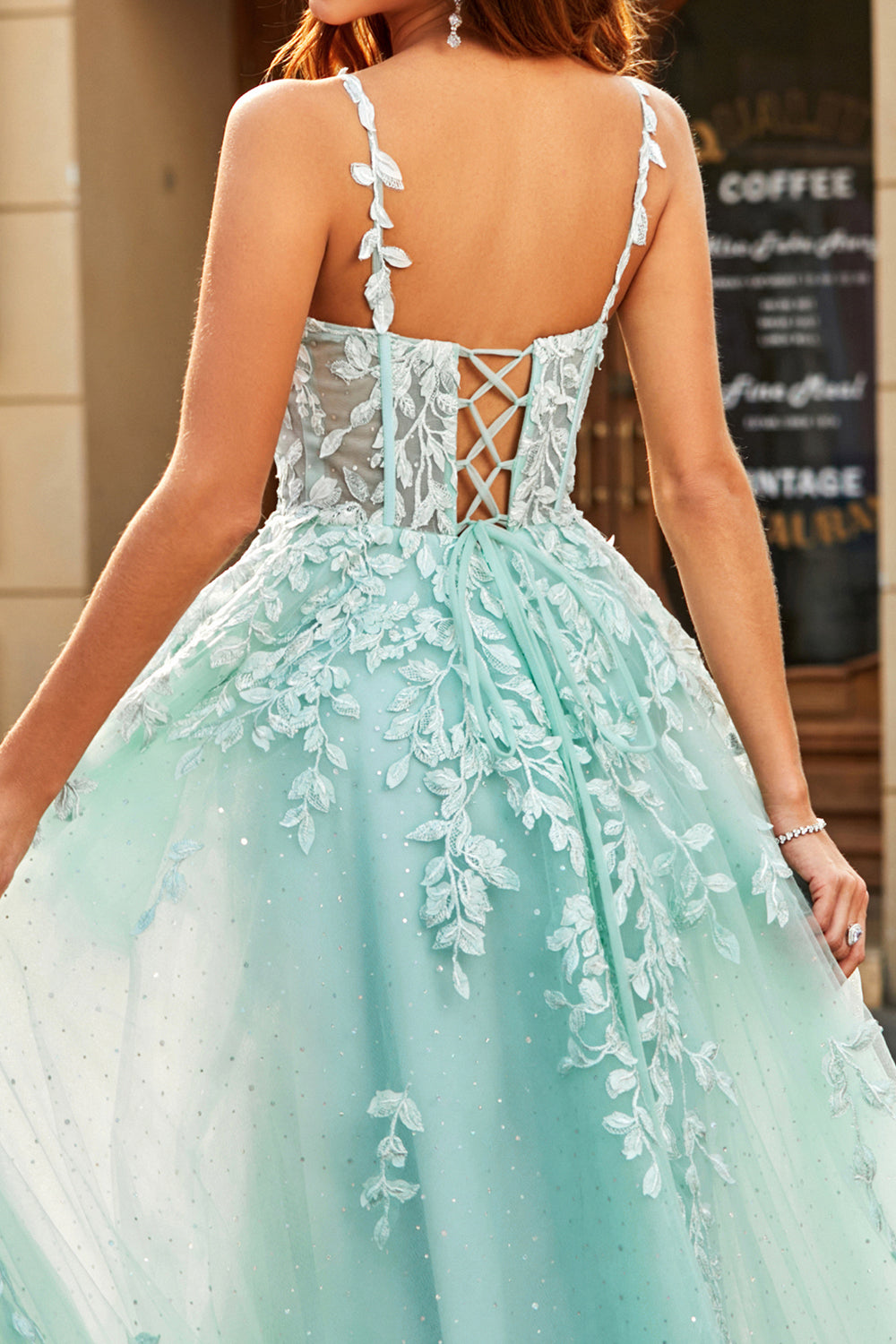 Zapakasa Women Mint Long Tulle Prom Dress Ball-Gown Off The Shoulder Beaded Evening Dresses With Appliques Zapakasa Women Mint Long Tulle Prom Dress Ball-Gown Off The Shoulder Beaded Evening Dresses With Appliques