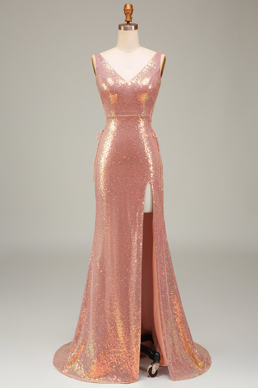 Zapakasa Women Sparkly Hot Pink Prom Dress with Slit Mermaid V-Neck Party Dress Zapakasa Women Sparkly Hot Pink Prom Dress with Slit Mermaid V-Neck Party Dress