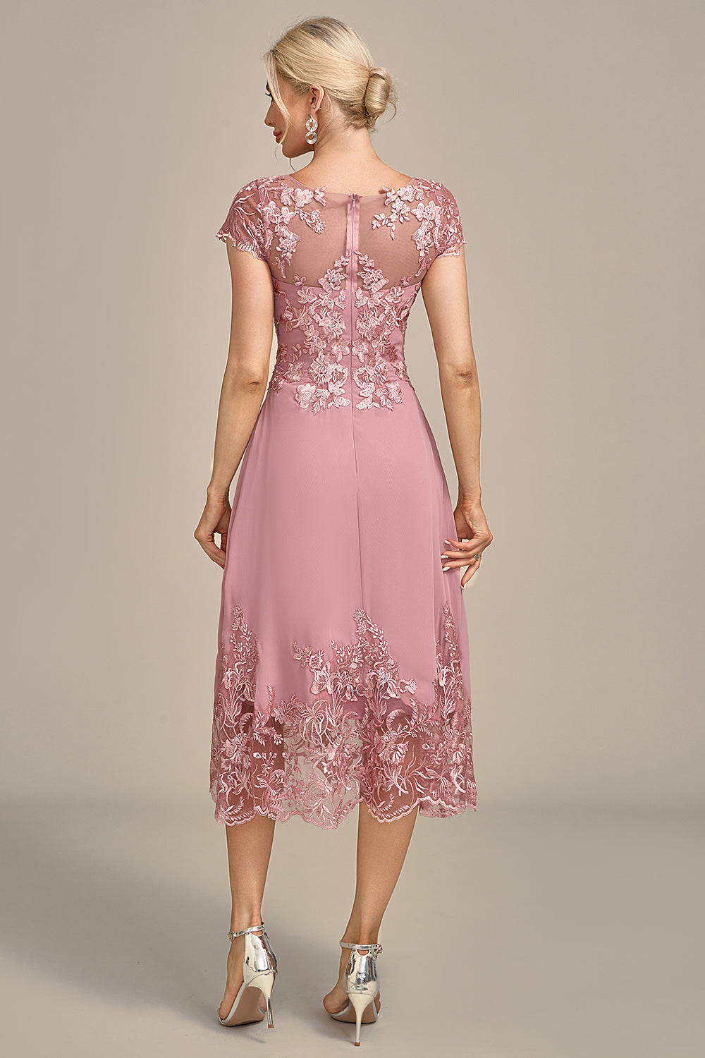 tea length pink mother of the bride dress pink Satin Mother of the Bride hot pink prom dress with Bows/Pockets