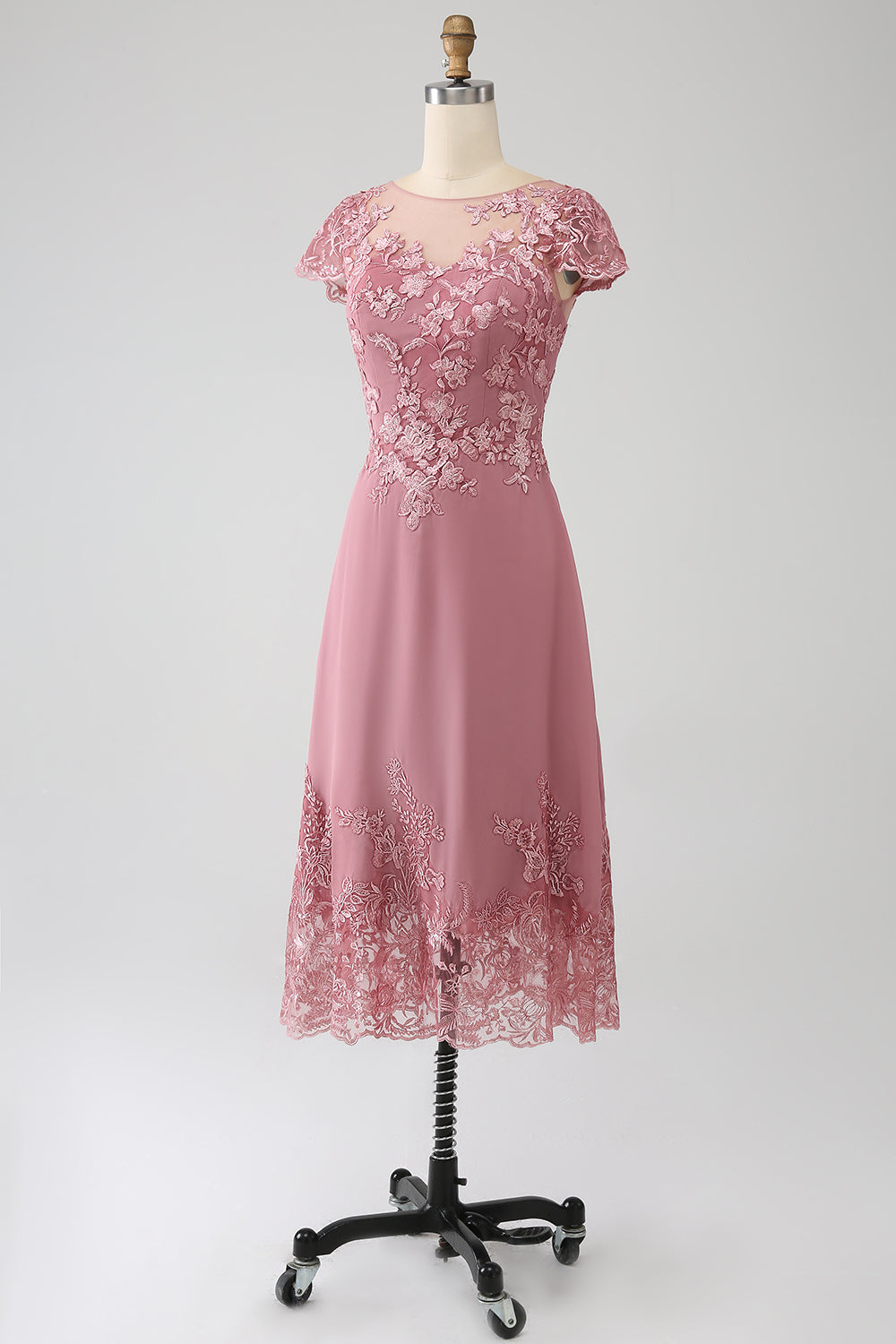Zapakasa Women Dusty Rose Formal Dress A-Line Tea-Length Mother of the Bride Dress With Sequins Zapakasa Women Dusty Rose Formal Dress A-Line Tea-Length Mother of the Bride Dress With Sequins