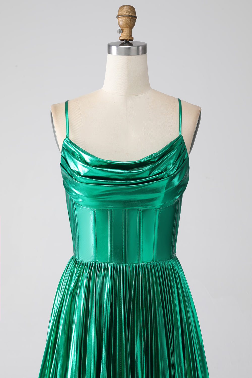 A-line Dark Green Corset Prom Dress with Slit