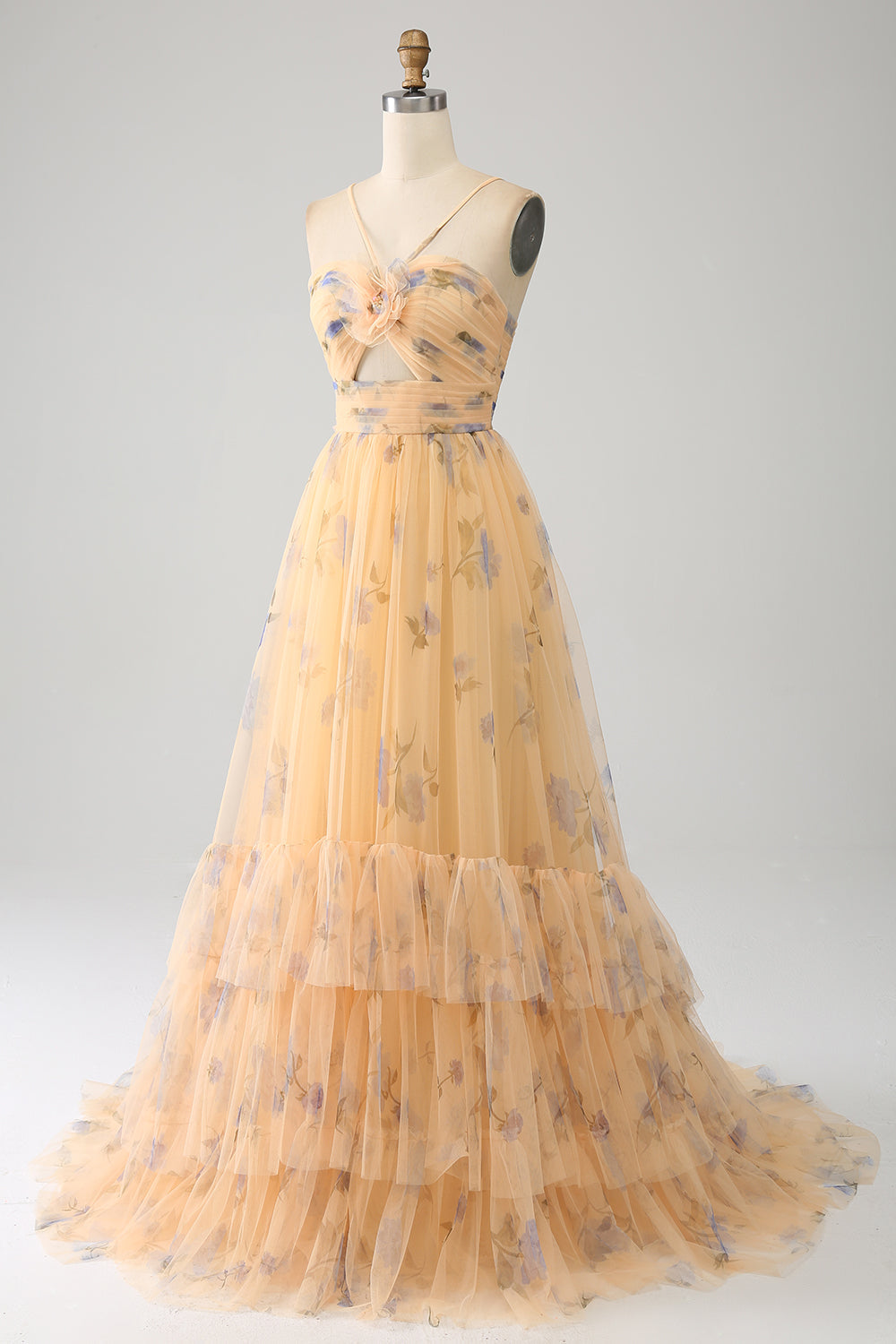 Zapakasa Women Yellow Prom Dress A-Line Halter Pleated Tulle Tiered Party Dress With Embroidery Zapakasa Women Yellow Prom Dress A-Line Halter Pleated Tulle Tiered Party Dress With Embroidery