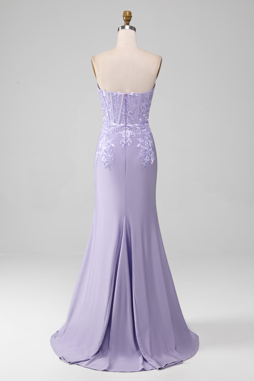 Zapakasa Women Lilac Prom Dress Sheath Strapless Corset Fitted Gown