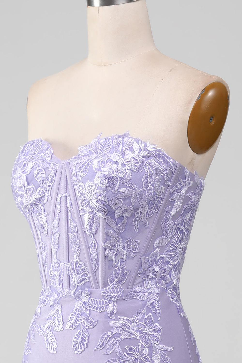 Zapakasa Women Lilac Prom Dress Sheath Strapless Corset Fitted Gown