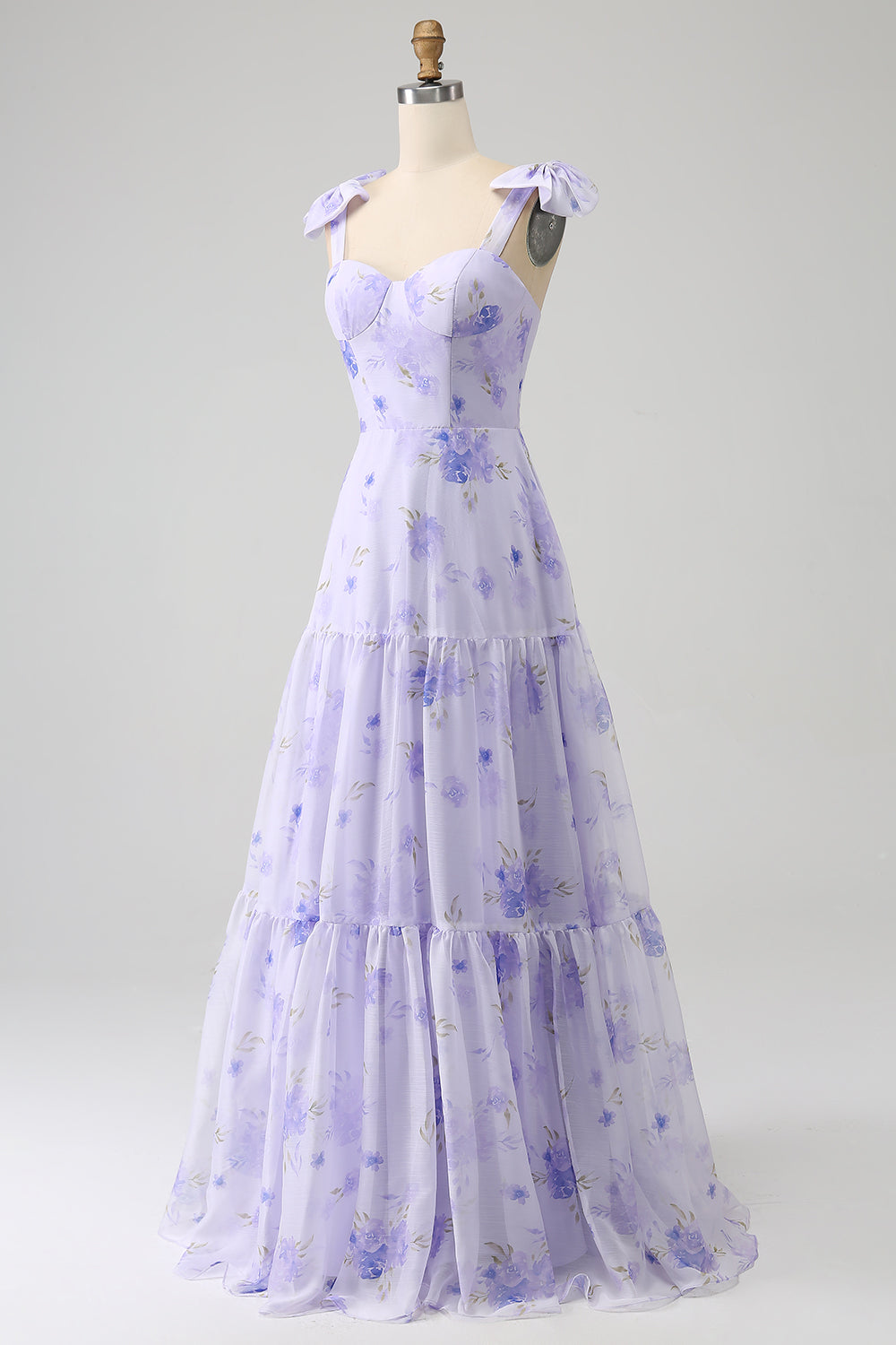 Zapakasa Women Lilac Corset Floral Long Prom Dress A-Line Spaghetti Straps Formal Dress Zapakasa Women Lilac Corset Floral Long Prom Dress A-Line Spaghetti Straps Formal Dress