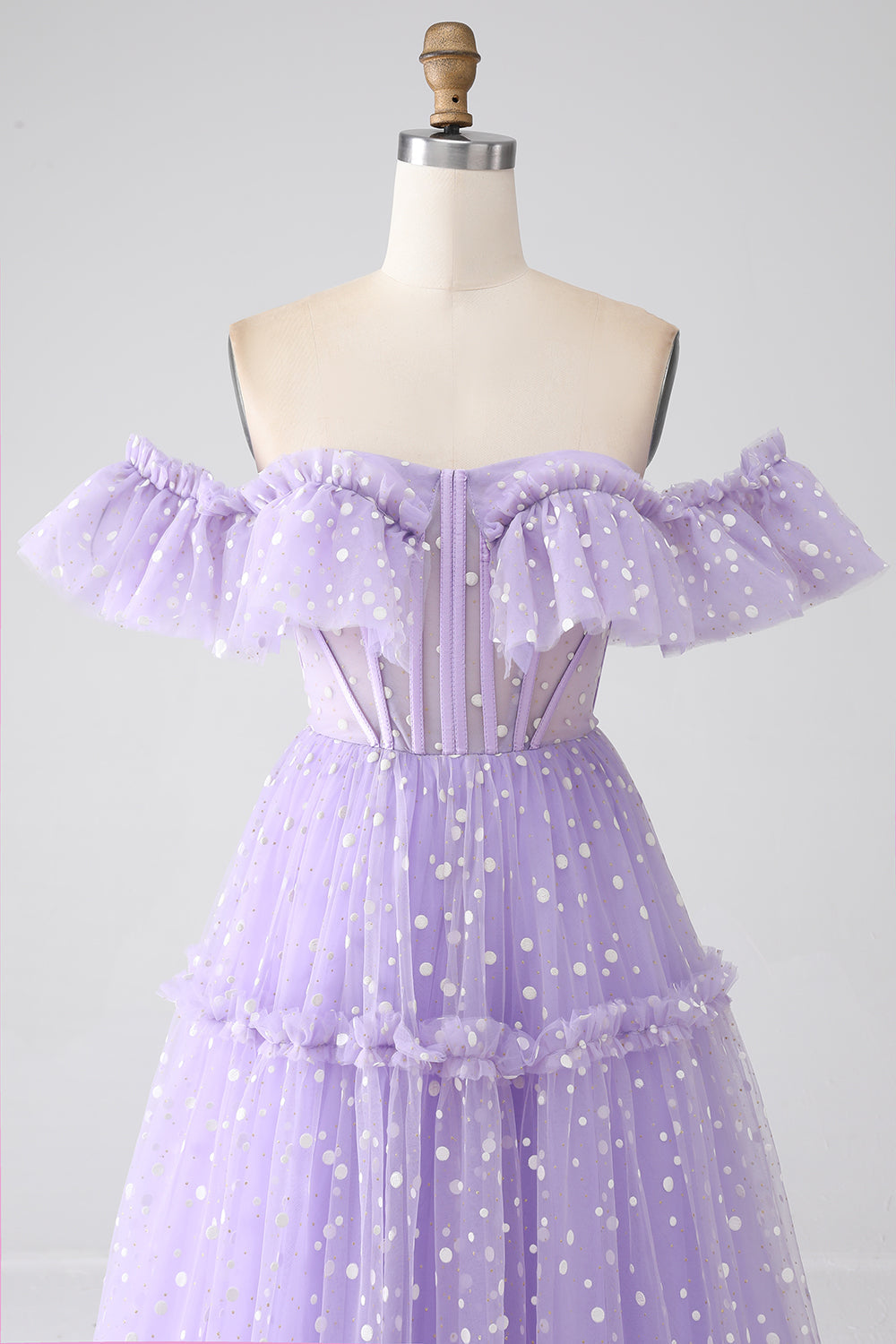 Off The Shoulder Lilac Corset Prom Dress