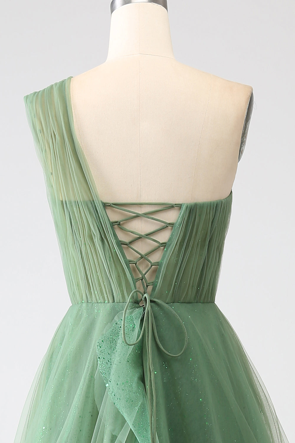 Zapakasa Women Dark Green Tulle Prom Dress A-Line One-Shoulder Long Evening Dresses Zapakasa Women Dark Green Tulle Prom Dress A-Line One-Shoulder Long Evening Dresses