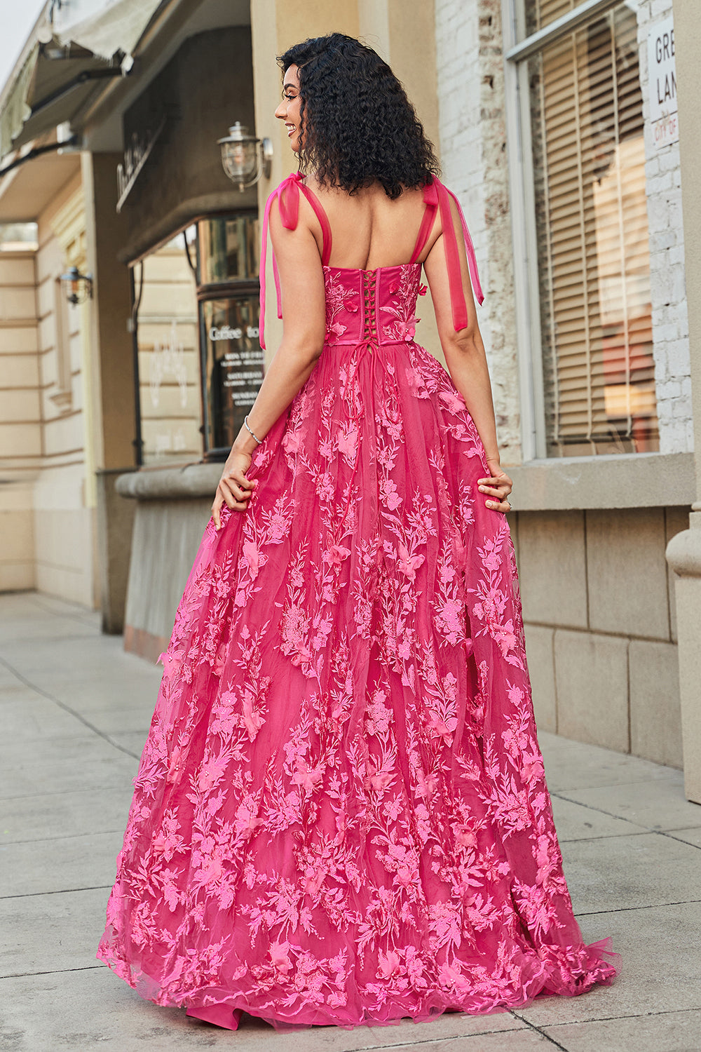 Zapakasa Women Hot Pink Long Prom Dress with Slit A-Line Spaghetti Straps Party Dress Zapakasa Women Hot Pink Long Prom Dress with Slit A-Line Spaghetti Straps Party Dress