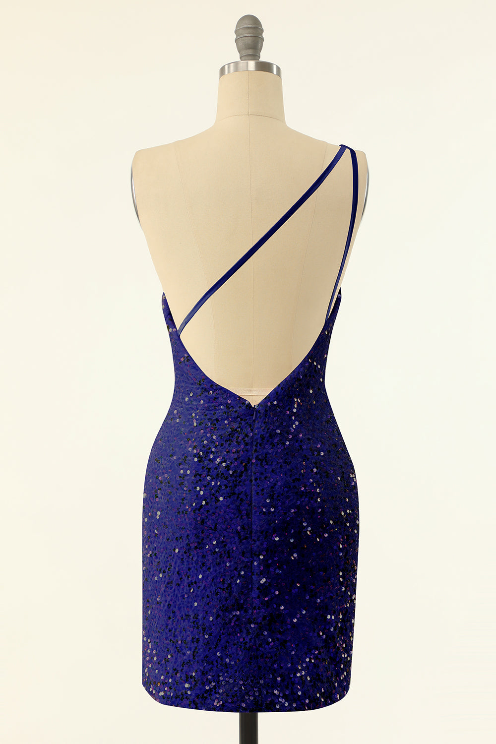 Royal Blue One Shoulder Sequins Tight Homecoming