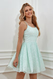 Lilac Sequins A-Line Lace-Up Homecoming Dress