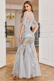 Grey Sequined Mermaid Mother Of The Bride Dress