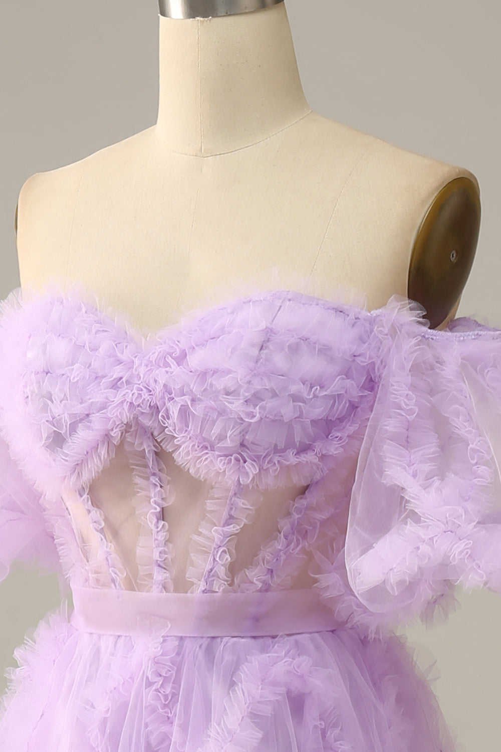 Zapakasa Women Purple Prom Dress Tulle A-Line Spaghetti Straps Party Dress with Beading, Purple / US18