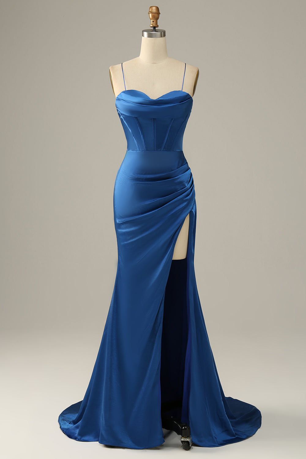Zapakasa Women Prom Dress Royal Blue Spaghetti Straps Mermaid Evening Dress