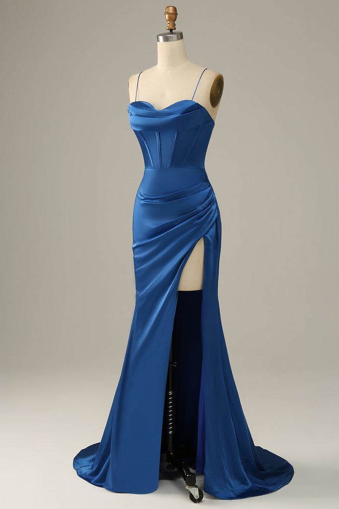 Royal Blue Spaghetti Straps Trumpet/Mermaid Long Wedding Guest Dress main image 1