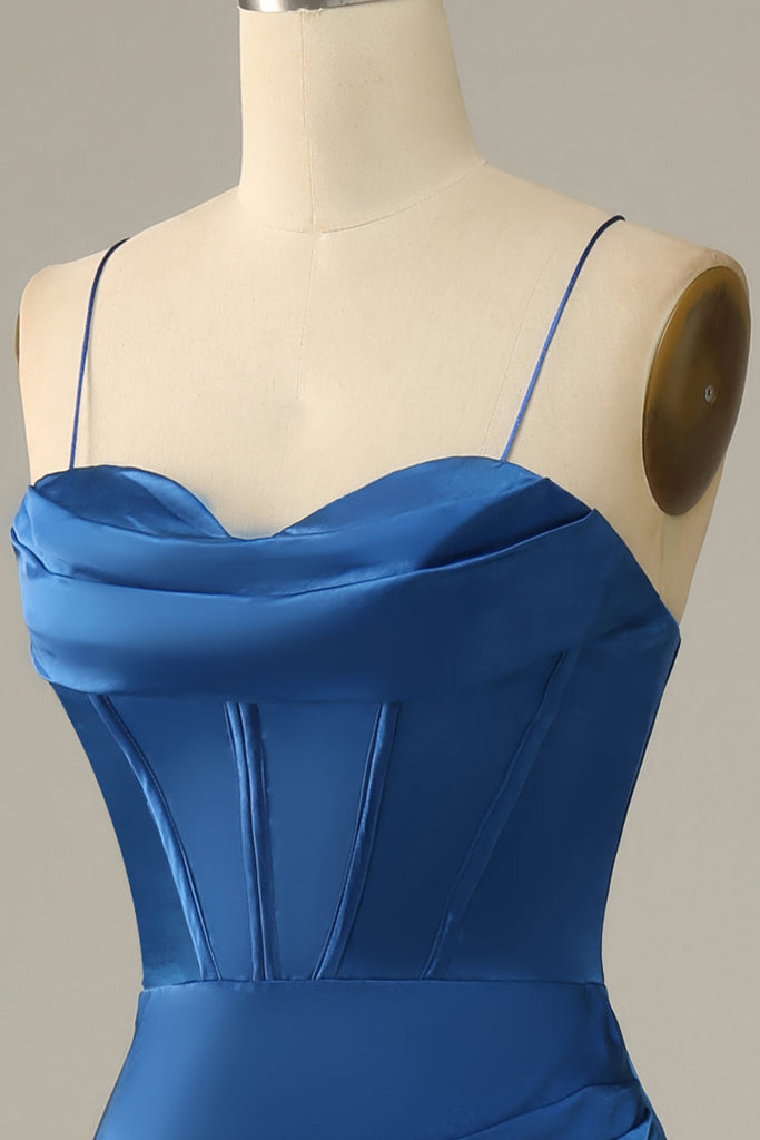 Royal Blue Mermaid Evening Dress with Spaghetti Straps and Split main image 1