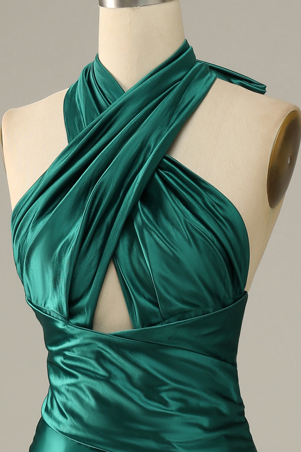 Zapakasa Women Prom Dress Dark Green Halter Lace Up Mermaid Wedding Guest Dress With Slit Zapakasa Women Prom Dress Dark Green Halter Lace Up Mermaid Wedding Guest Dress With Slit