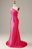 Fuchsia One Shoulder Mermaid Prom Dress