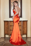 Orange Sweetheart Backless Mermaid Prom Dress