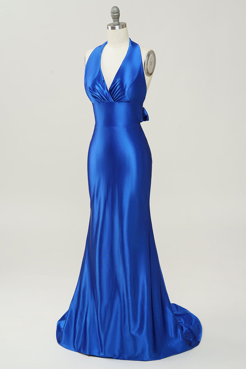 Royal Blue Halter Neck Long Prom Dress