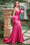 Fuchsia Sweetheart Mermaid Prom Dress with Slit