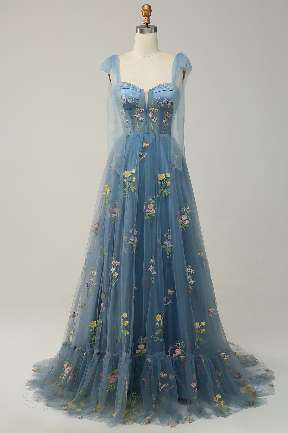 Zapakasa Women Green Embroidery Corset Long Prom Dress A-Line Formal Party Dress Zapakasa Women Green Embroidery Corset Long Prom Dress A-Line Formal Party Dress