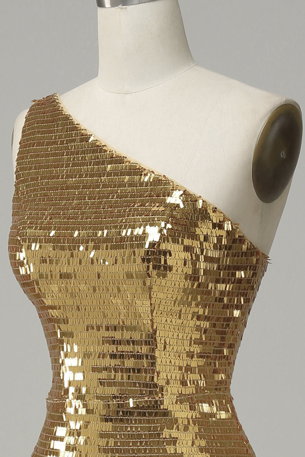 Zapakasa Women Golden One Shoulder Sparkly Prom Dress Sequin Gala Party