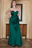 Sheath Sweetheart Dark Green Long Prom Dress with Split Front