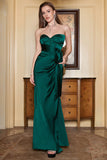 Sheath Sweetheart Dark Green Long Prom Dress with Split Front