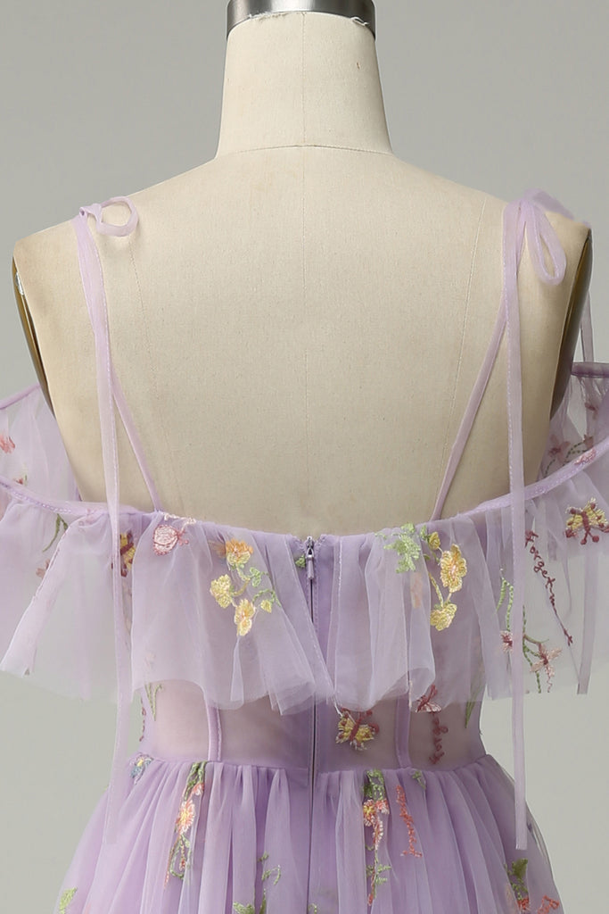 Prom Dress Lavender Cowl Neck Straps Cross Zip Back Floor Length Stretch Satin Prom Dress