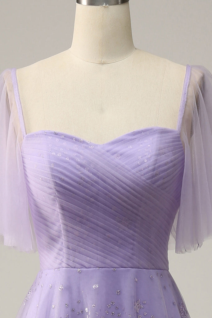 Off-the-Shoulder A-Line Dress With Ruffles Lavender main image 1