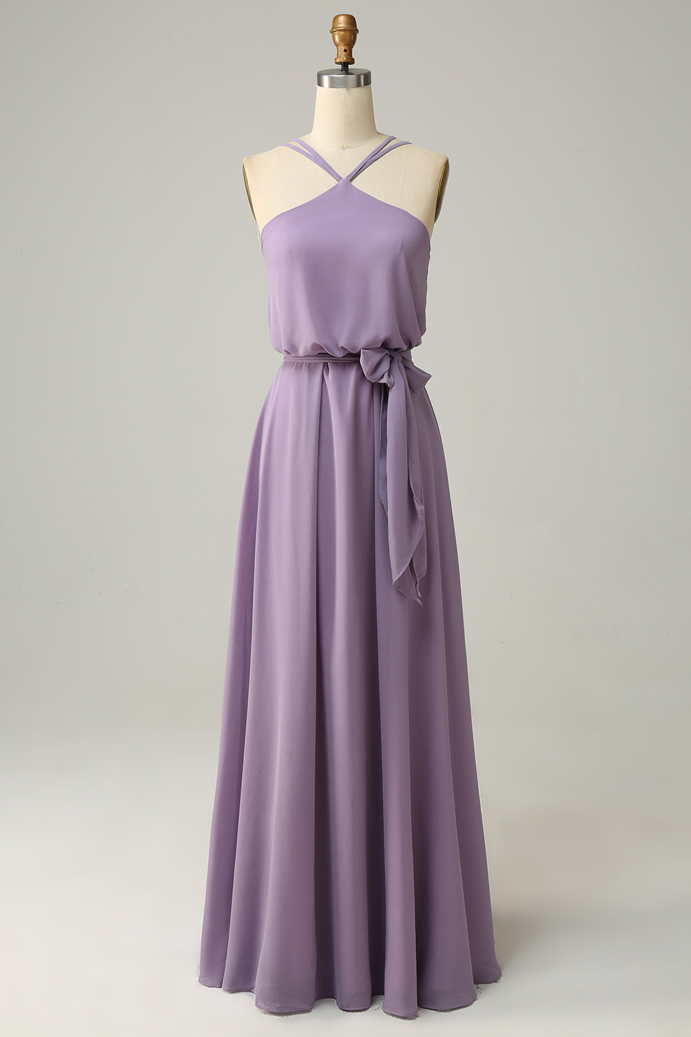 Zapakasa Women Chiffon Blush Bridesmaid Dress V-neck Floor-Length Dress With Ruffle Split Front