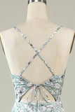 Grey Green Mermaid Floral Bridesmaid Dress