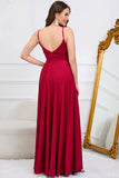 A Line Spaghetti Straps Dark Green Long Wedding Guest Dress