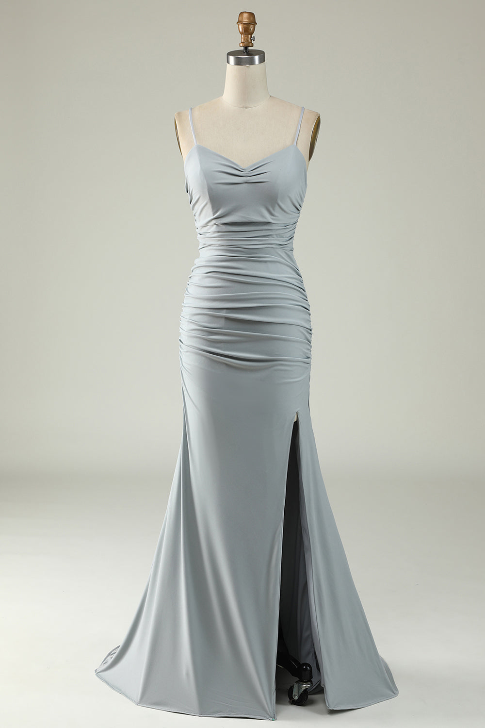 light grey mermaid dress Charming Light Grey Mermaid Tulle Lace Satin Sweetheart Prom Dresses,