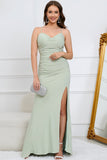 Mermaid Spaghetti Straps Light Green Plus Size Prom Dress with Criss Cross Back