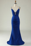 Mermaid Spaghetti Straps Dark Green Plus Size Prom Dress with Criss Cross Back