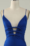Mermaid Spaghetti Straps Dark Green Plus Size Prom Dress with Criss Cross Back
