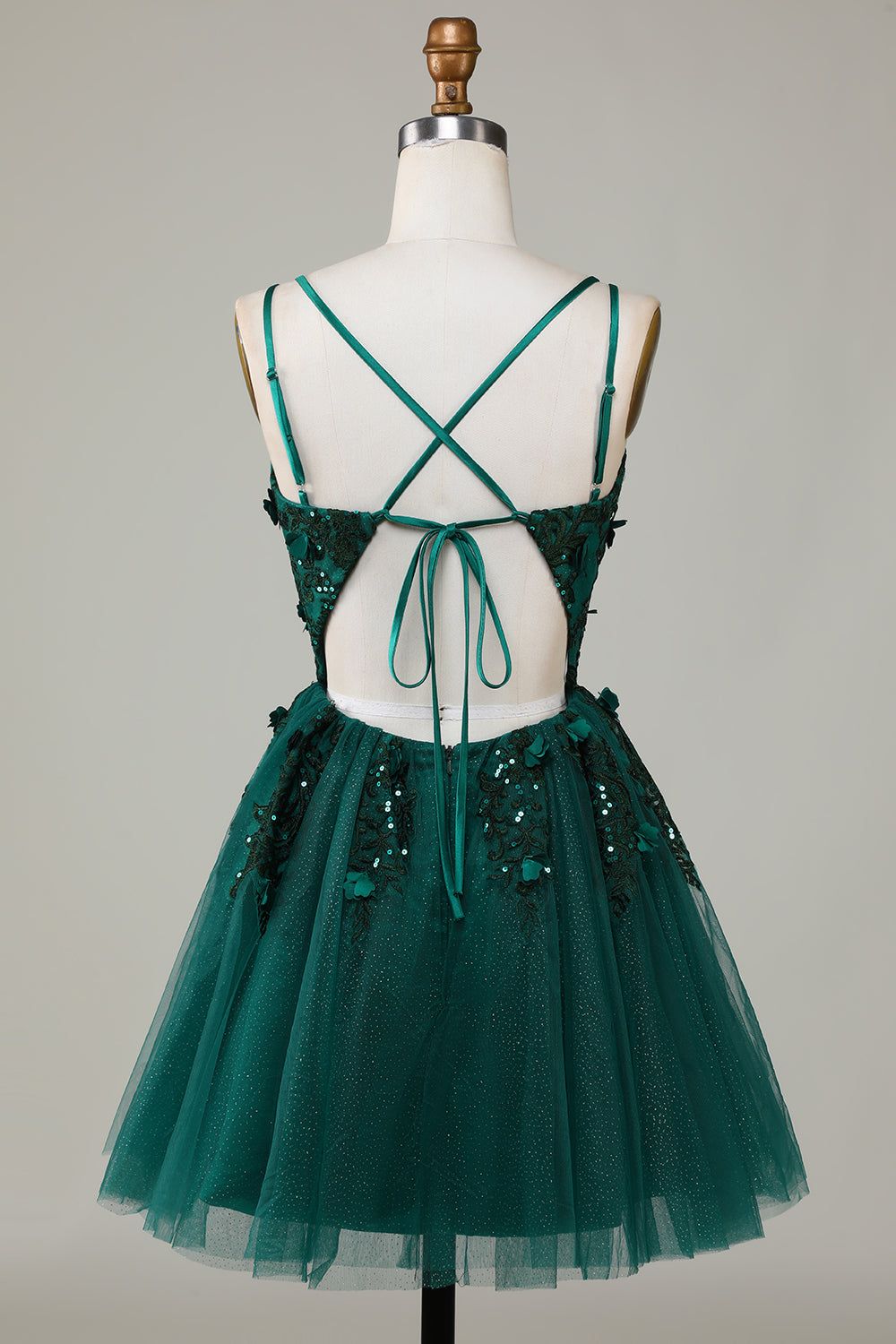 Zapakasa Women Dark Green Short Homecoming Dress A Line Spaghetti Straps Cocktail Dress with Appliques Beading Zapakasa Women Dark Green Short Homecoming Dress A Line Spaghetti Straps Cocktail Dress with Appliques Beading