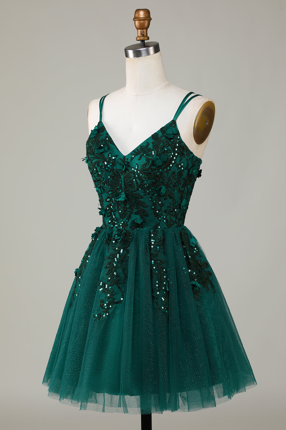 Zapakasa Women Dark Green Short Homecoming Dress A Line Spaghetti Straps Cocktail Dress with Appliques Beading Zapakasa Women Dark Green Short Homecoming Dress A Line Spaghetti Straps Cocktail Dress with Appliques Beading