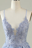 Spaghetti Straps Tulle Light Purple Short Homecoming Dress with Appliques