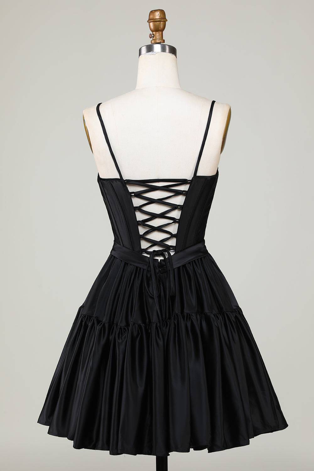 Trendy A-Line Spaghetti Straps Black Short Homecoming Dress