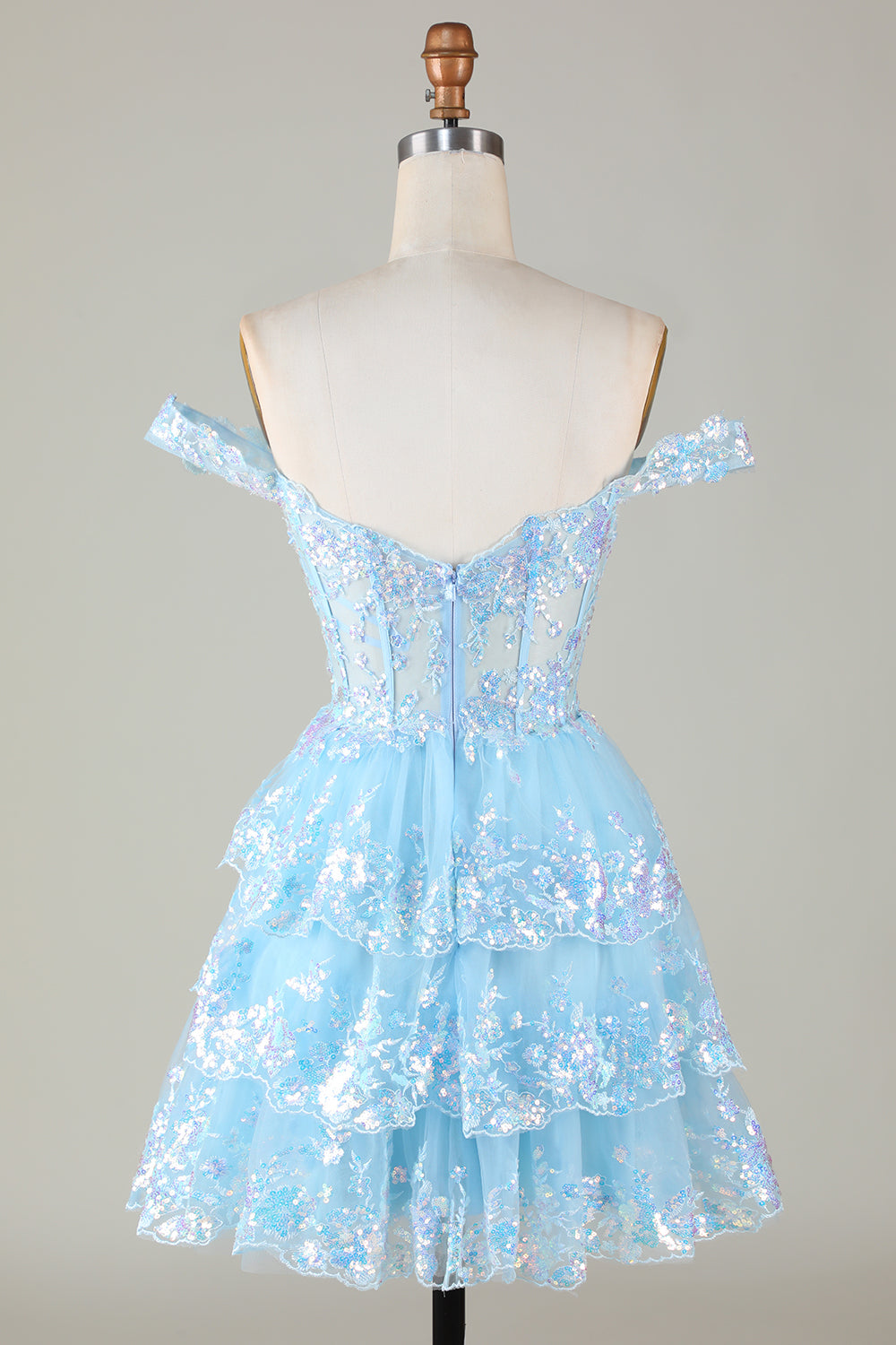 Zapakasa Women Sparkly Blue A-Line Short Homecoming Dress Off the
