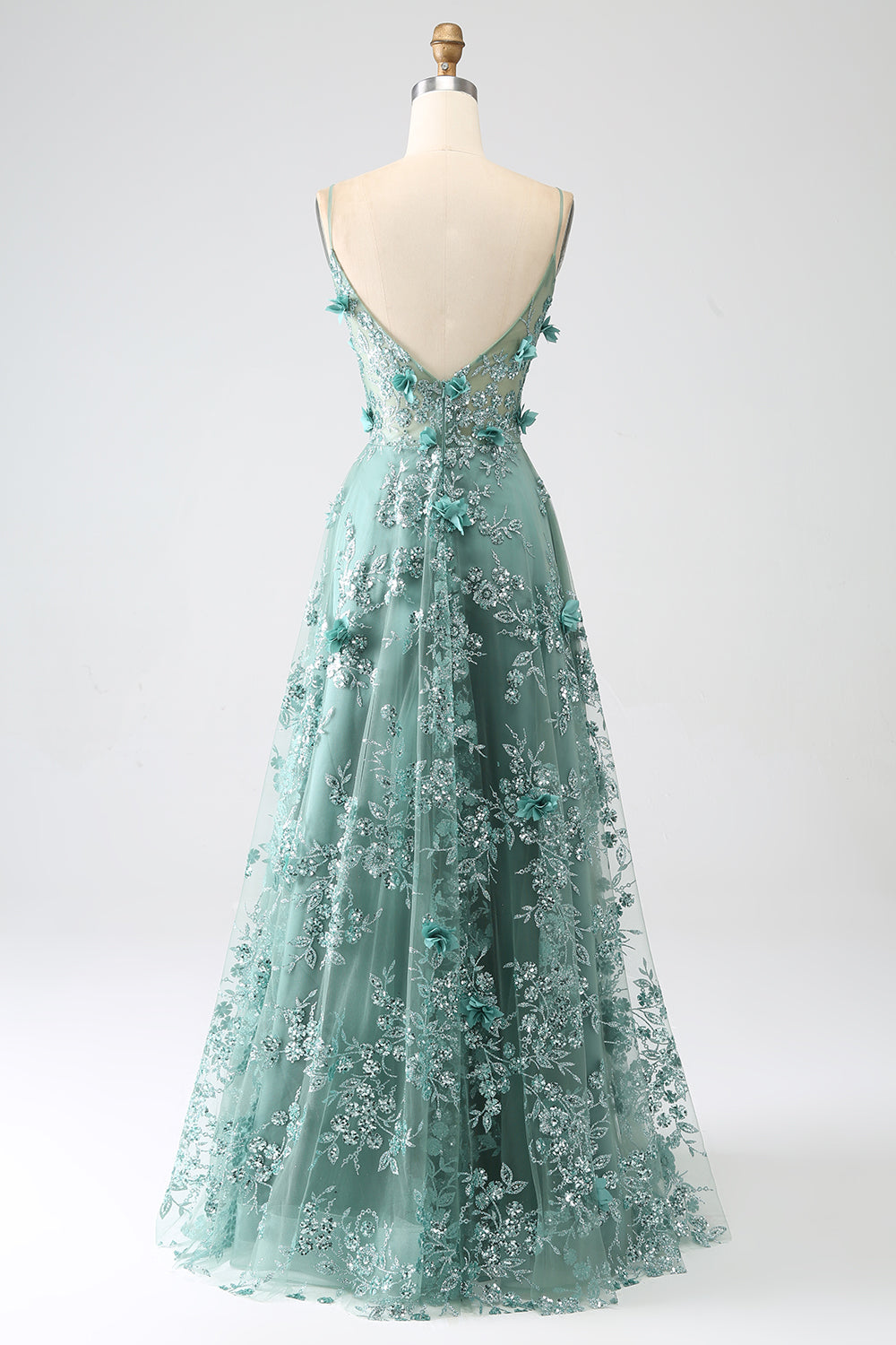 emerald green floral prom dress Forest Green Beaded Maxi Gown: Formal Floral Dress
