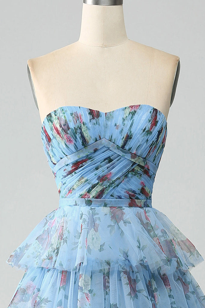 Floral Pleated Off the Shoulder Dress main image 1
