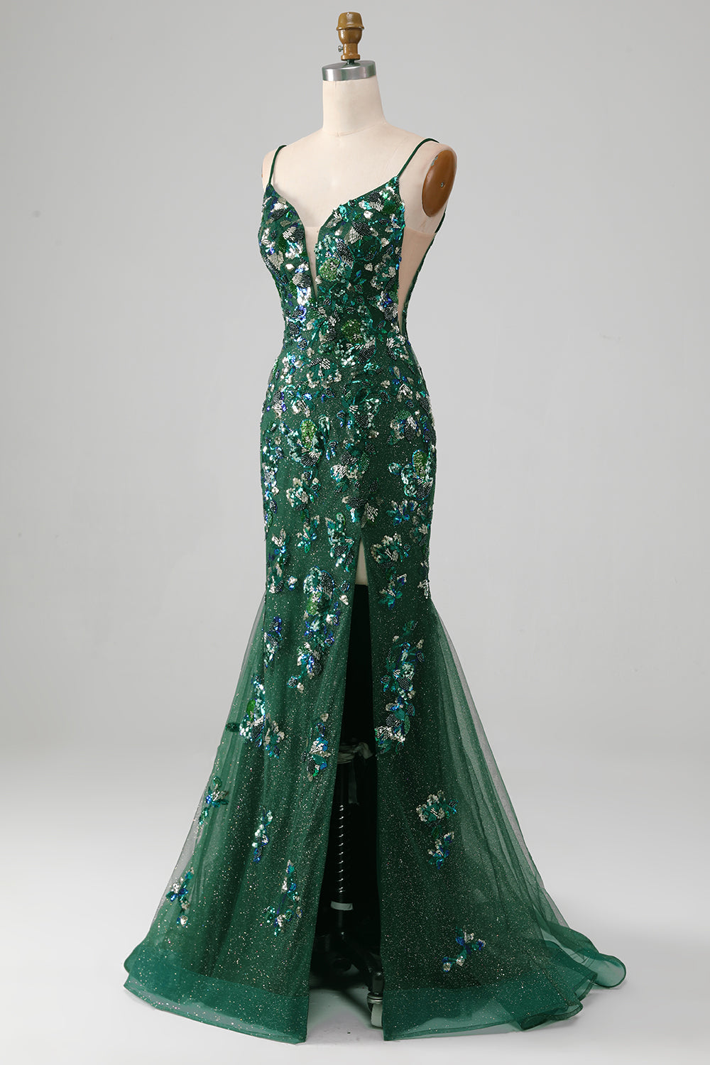 Zapakasa Women Dark Green Prom Dress with Appliques Mermaid Lace-Up Back Party Dress Zapakasa Women Dark Green Prom Dress with Appliques Mermaid Lace-Up Back Party Dress