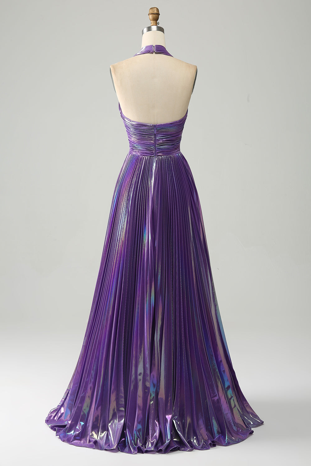 Zapakasa Women Prom Dress with Slit Sparkly Purple Halter A Line Formal Dress with Pleated Zapakasa Women Prom Dress with Slit Sparkly Purple Halter A Line Formal Dress with Pleated