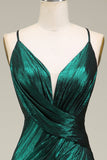 Hot Mermaid Spaghetti Straps Dark Green Long Prom Dress with Open Back