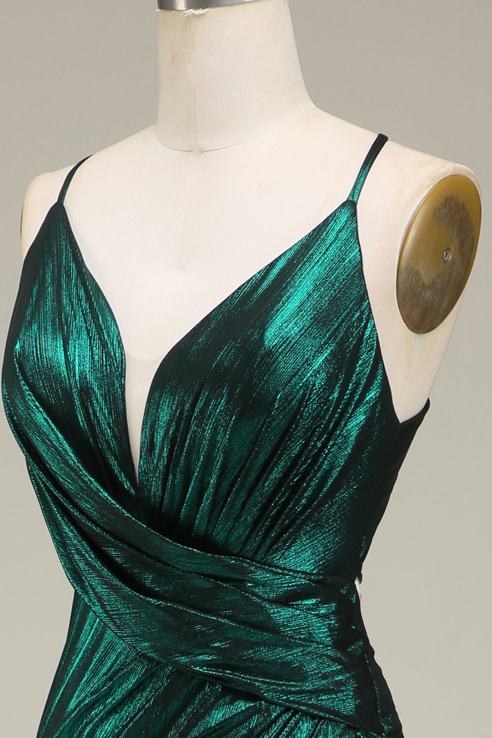 Hot Mermaid Spaghetti Straps Dark Green Long Prom Dress with Open Back