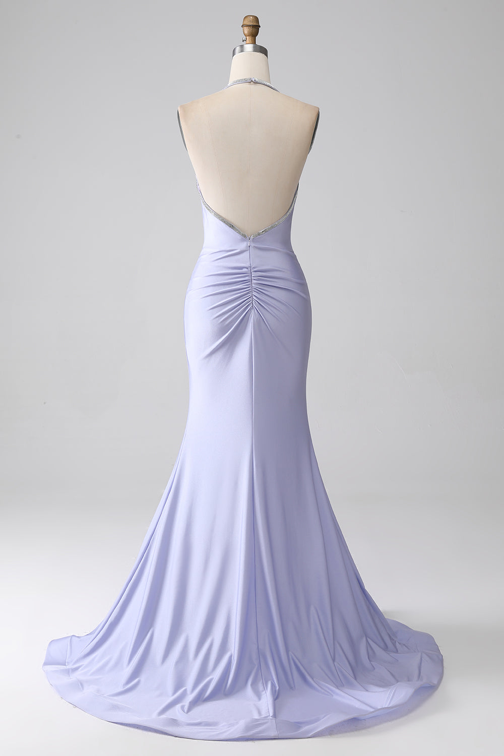 Fuchsia Mermaid Halter Neck Backless Long Prom Dress